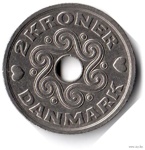 Дания. 2 кроны. 1992 г.