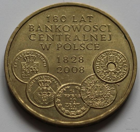 Польша 2 злотых 2009 год "180 лет центральному банку Польши"