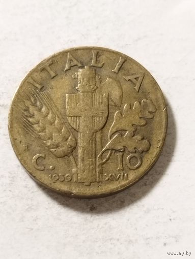 Италия 10 сентизим 1939