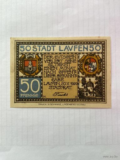 50 пфенигов (нотгельды) Германия г.Лавфен -1402
