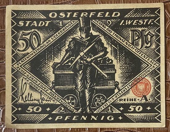 Нотгельд 50 пфеннигов 1921 год. Остерфельд,. Веймарская республика
