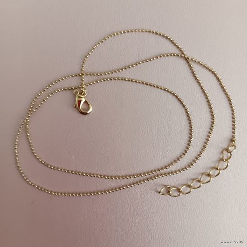 Цепочка, 1мм, базовый материал - латунь, с шариками, позолоченная, 45 см