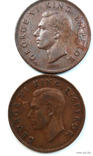 Монеты 1 пенни Новая Зеландия 1945, 1947 гг.