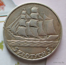 5 злотых 1936 кораблик