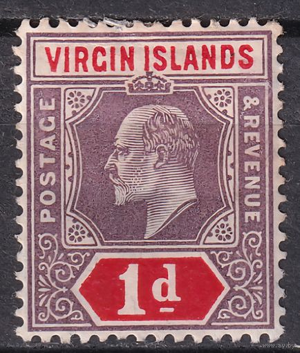 159.BrK. Великобритания. Колонии. Виргинские острова. Эдуард VII. Стандарт. 1P. 1904 г. Mi.#27.