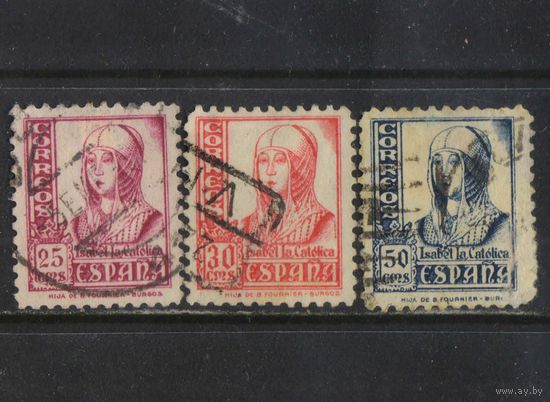 Испания Для оккупированной Франко континентальной Испании 1937 Изабелла I Кастильская (Католичка) Стандарт #772,773I,775