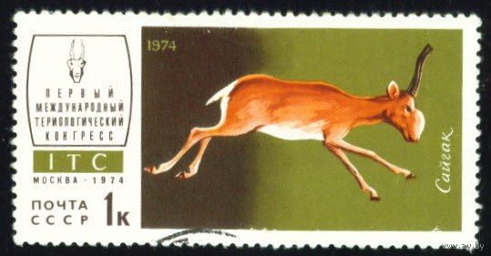 Фауна Териологический конгресс СССР 1974 год 1 марка