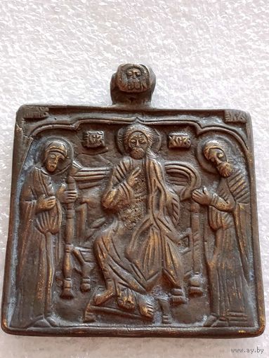 Плакетка Вседержитель на троне бронза