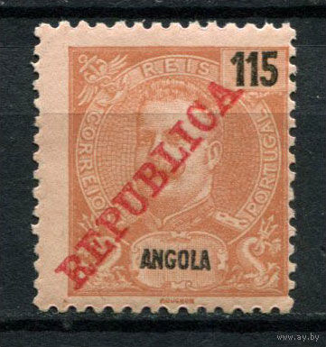Португальские колонии - Ангола - 1911 - Надпечатка REPUBLICA на 115R - [Mi.97] - 1 марка. MLH.  (Лот 122AO)