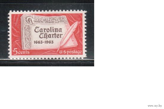 США-1963, (Мих.839),  *   ,  Устав Каролины (одиночка)
