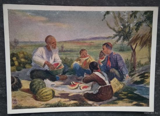 Колояров Г. В гостях у деда. Соцреализм. 1955 г. Чистая.