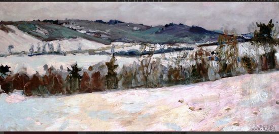 Крохалев П.С./Засл.Худ./; (Крохолев);52/106см; "Дорога на Радошковичи",50ые-60-ые годы;холст/масло;подпись на лицевой стороне картины