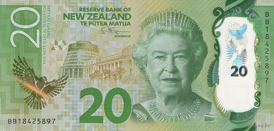 Новая Зеландия 20 долларов образца 2018 года UNC p193