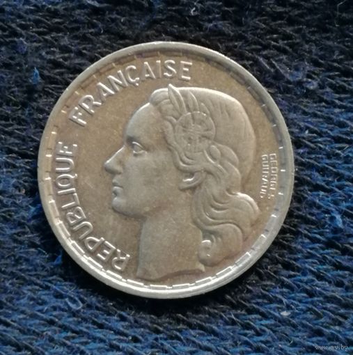 Франция 20 франков, 1950 Подпись 'GEORGES GUIRAUD' в две строки Без отметки МД, KM# 916