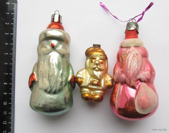 Все лоты с рубля.Елочные игрушки Дед Мороз ,3 шт.,СССР.