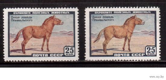 СССР-1959, (Заг.2240)  ** , Фауна , Лошадь Пржевальского, разн.цвет