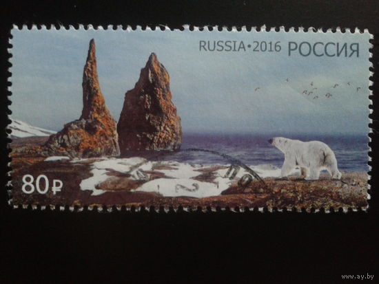 Россия 2016 Нац, парк Русская Арктика, марка из блока Михель-7,7 евро гаш