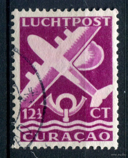 Нидерландские колонии - Кюрасао - 1947г. - авиация, авиапочта, 12 1/2 с - 1 марка - гашёная [Mi 255]. #3-WB-77-A-1