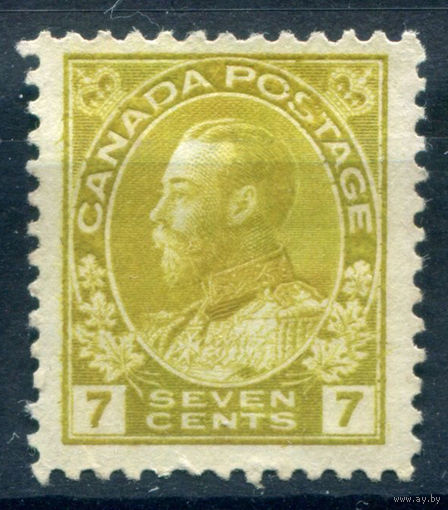 Британские колонии - Канада - 1911/18г. - король Георг V, 7 с - 1 марка - чистая, без клея, есть маленькое тонкое место в центре [Mi 96]. #3-WB-82-A-1