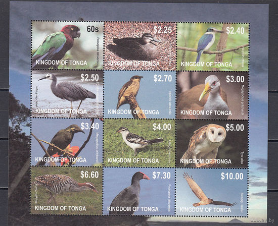 Фауна. Птицы. Тонга. 2012. 1 малый лист. Michel N 1754-1763 (60,0 е)