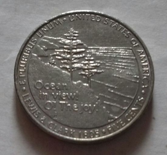 5 центов, США 2005 P, экспедиция Льюиса и Кларка, выход к океану