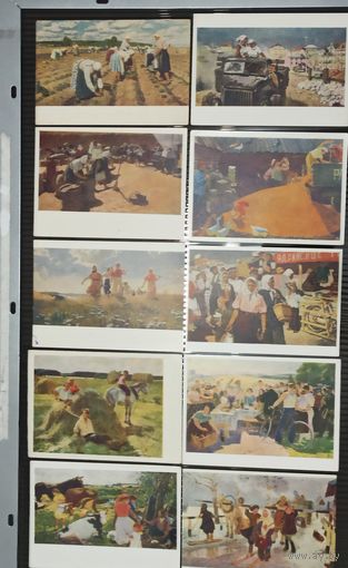 Открытки Картины из серии Соцарт Крестьянство . Лот из 10шт.