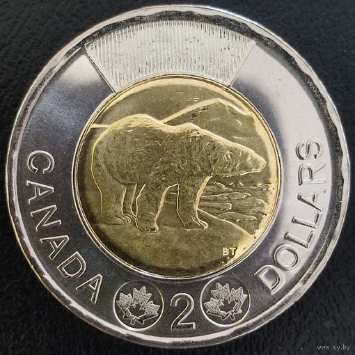 Канада 2026 г. Юбилейная: 30 лет монете 2 доллара Туни. Животное медведь. Король Карл-III (Чарльз 3)