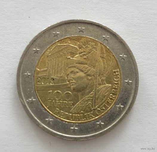 2 евро Австрия 2018 100 лет Австрийской Республике