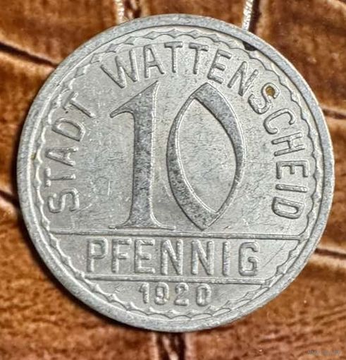 Монета 10 пфеннигов 1920 год. Ваттеншайд. Веймарская республика.
