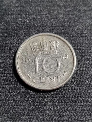 Нидерланды 10 центов 1948