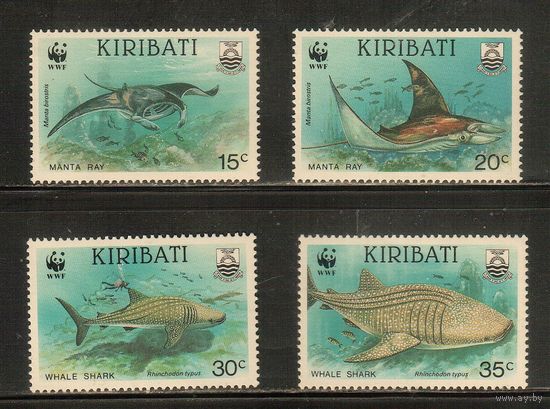 Кирибати-1991 (Мих.566-569) , ** , Морская фауна, Акулы (полная серия)