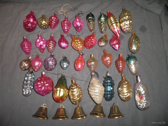 Новогодние ёлочные игрушки времён СССР,40 шт.С рубля.