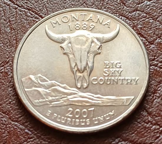 США 25 центов , D 2007 Квотер штата Монтана   ( 2-6-1 )