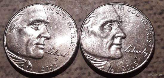 5 центов 2005 D США 200 лет экспедиции Льюиса (пара) Океан и Бизон