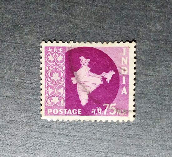 Марка Индия 1957 год Карта