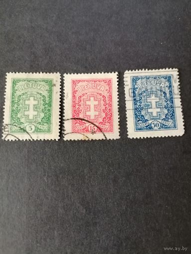 Литва 1929 Полная серия марок "Стандарт" (гашеные без клея) Mi.288-290 каталог 0.80 евро