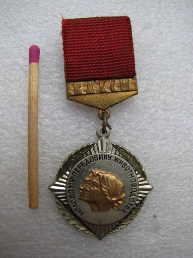 Знак ЦК ВЛКСМ. Молодому передовику животноводства