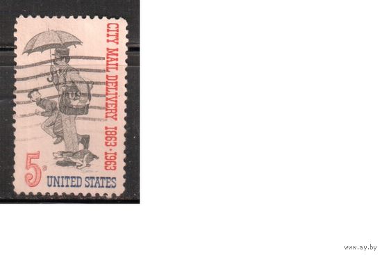 США-1963, (Мих.851) , гаш., Городская почта, Собака (одиночка),