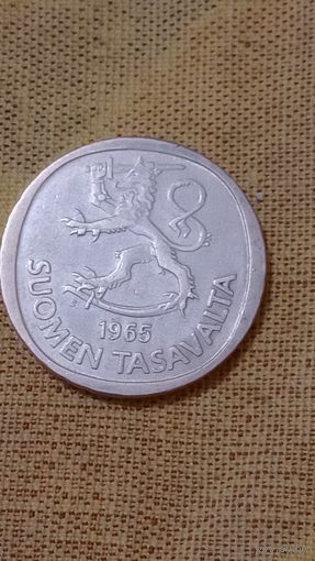 Финляндия 1 марка 1965 серебро