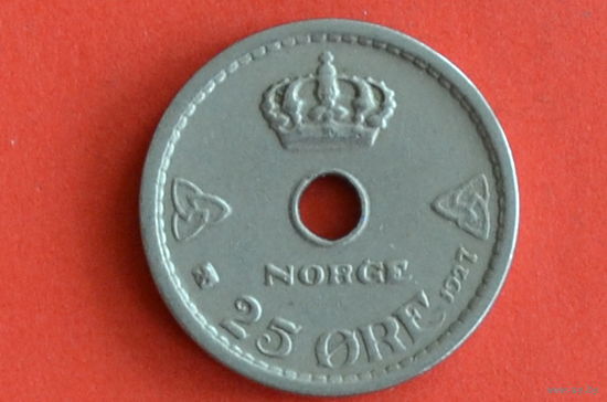 Норвегия 25 эре 1927 с 1 руб