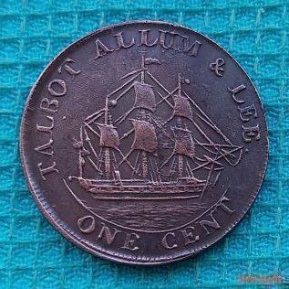 США 1 цент 1791 года. Корабль. Поселение-порт свободной торговли. Предложи свою цену или обмен!