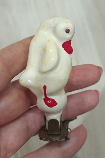 Елочные игрушки, стекло, утка, уточка  серая шейка