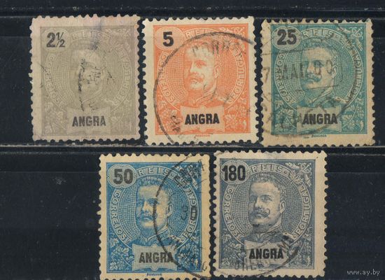 Португалия Кор Азорские о-ва Ангра 1897 Карл I Стандарт  #13A,14А,18A,19A,32A