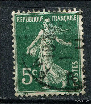 Франция - 1906 - Жница 5С - (есть тонкое место) - [Mi.116x] - 1 марка. Гашеная.  (Лот 100CF)