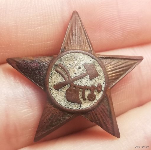 Кокарда РККА белая и красная эмаль