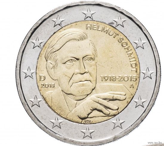 2 евро 2018 Германия Гельмут Шмидт дворы A G F D J UNC из ролла на выбор