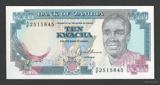 Замбия 10 квача 1989 года. Тип Р-31b. Состояние UNC