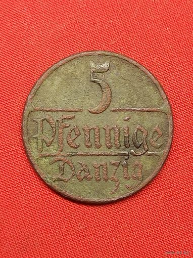 5 пфеннигов 1923 г. Вольный город Данциг (Гданьск). Польша. Не частые. С рубля, без м.ц. См. др. мои лоты.