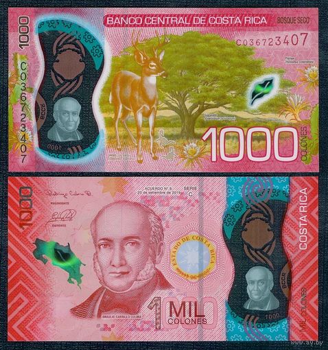 Коста-Рика 1000 колон 2019 год, UNC (полимер)
