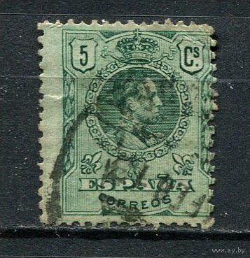 Испания (Королевство) - 1909/1917 - Король Испании Альфонсо XIII - 5C - [Mi.232Aa] - 1 марка. Гашеная.  (Лот 25Fv)-T25P32